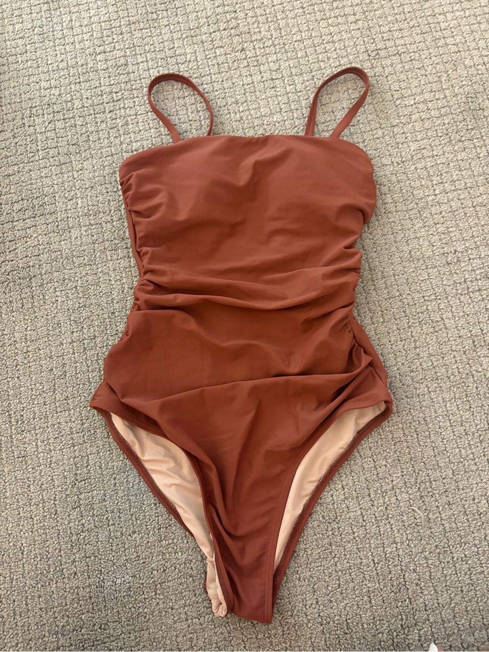 Amazon Essentials Women's One-Piece Swimsuit in Rust